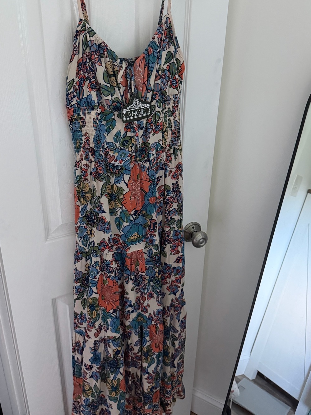 Angie Floral Maxi Tunic in Coral, Teal & Cream